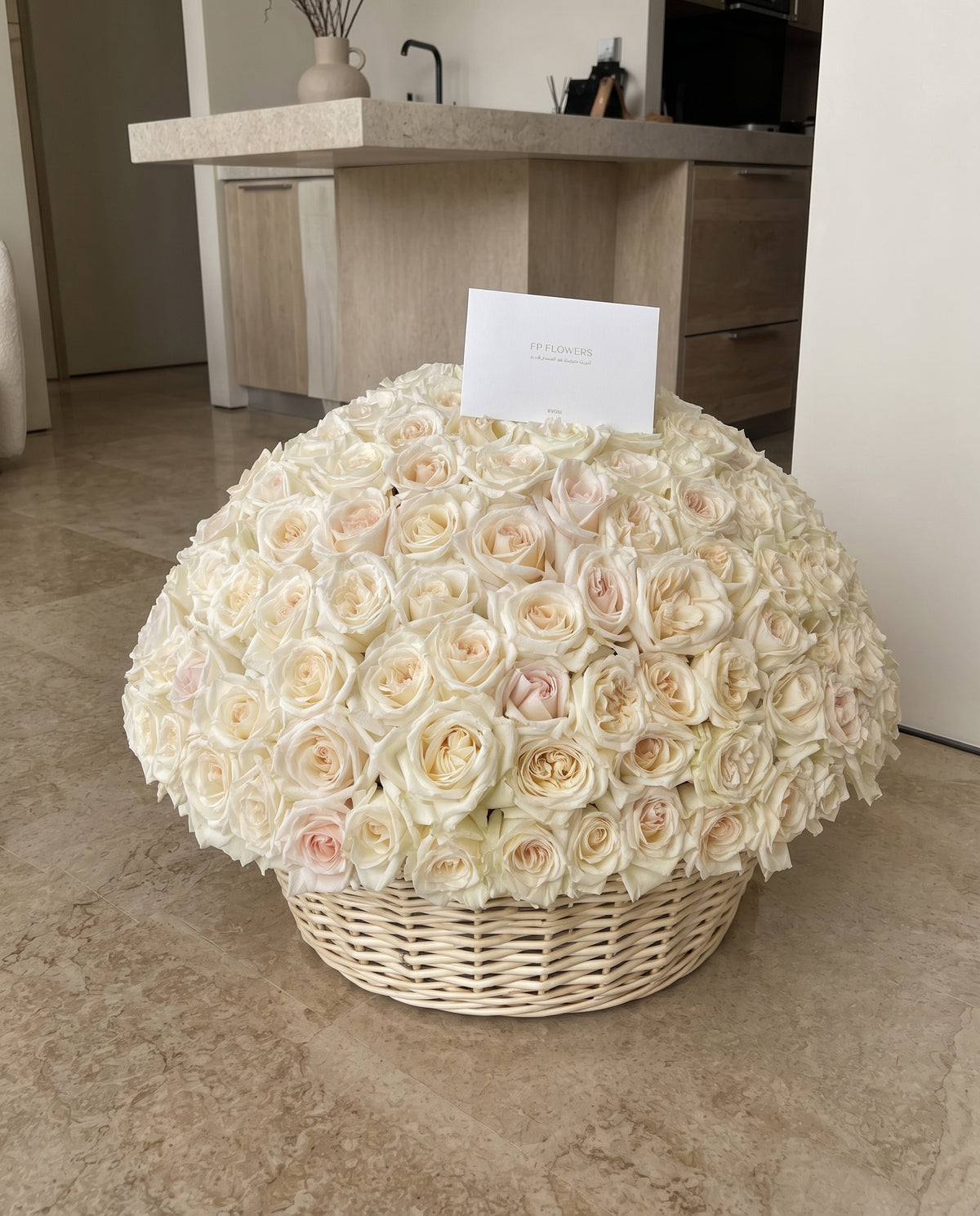 Ivory Rose Basket