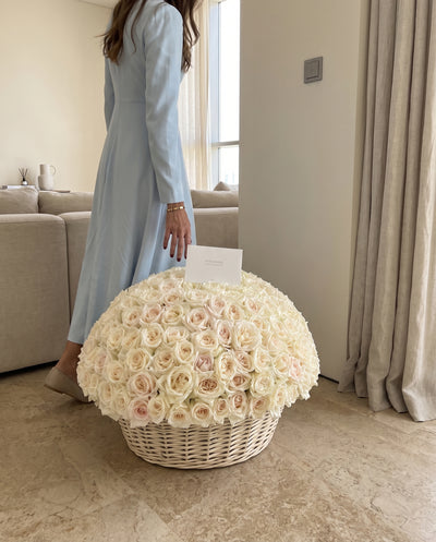 Ivory Rose Basket
